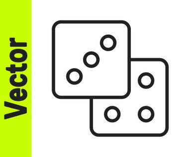 Beyaz arkaplanda siyah çizgi oyun zar simgesi izole. Kumarhane kumarı. Vektör.