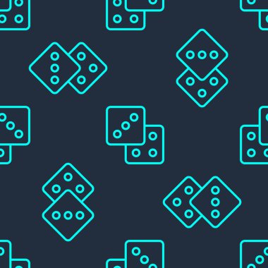 Yeşil çizgi oyun simgesi mavi arkaplanda izole edilmiş kusursuz desen. Kumarhane kumarı. Vektör.