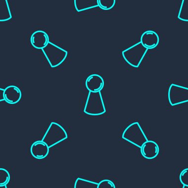 Tahta oyun simgesi için yeşil çizgi çipi mavi arkaplanda izole edilmiş pürüzsüz desen. Vektör.