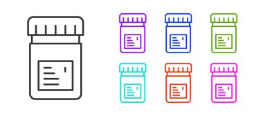 Siyah çizgi biyolojik olarak aktif katkı simgesi beyaz arkaplanda izole edilmiş. Simgeleri renklendirin. Vektör.