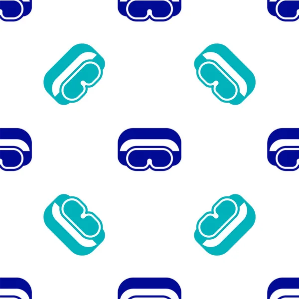 Gafas Esquí Azul Icono Aislado Patrón Sin Costuras Sobre Fondo — Vector de stock