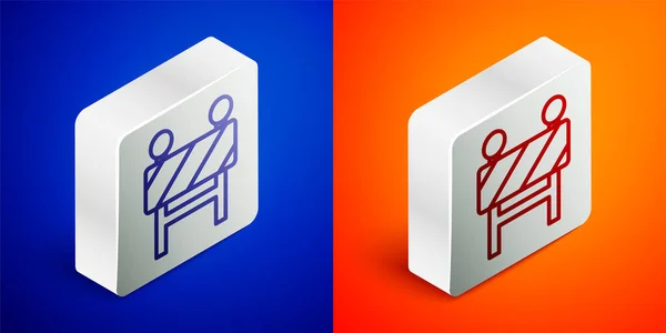 Isometrische Linie Straßensperrsymbol Isoliert Auf Blauem Und Orangefarbenem Hintergrund Symbol — Stockvektor