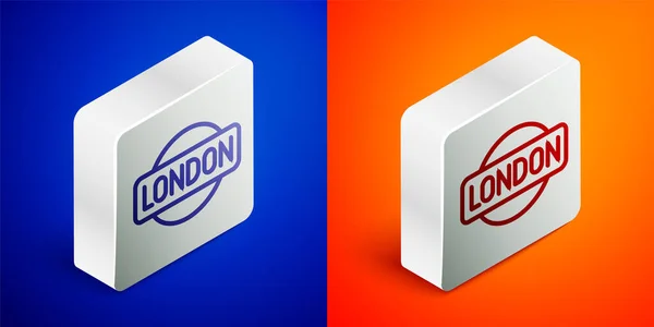 Isometryczna Linia Londyn Znak Ikona Izolowane Niebiesko Pomarańczowym Tle Srebrny — Wektor stockowy