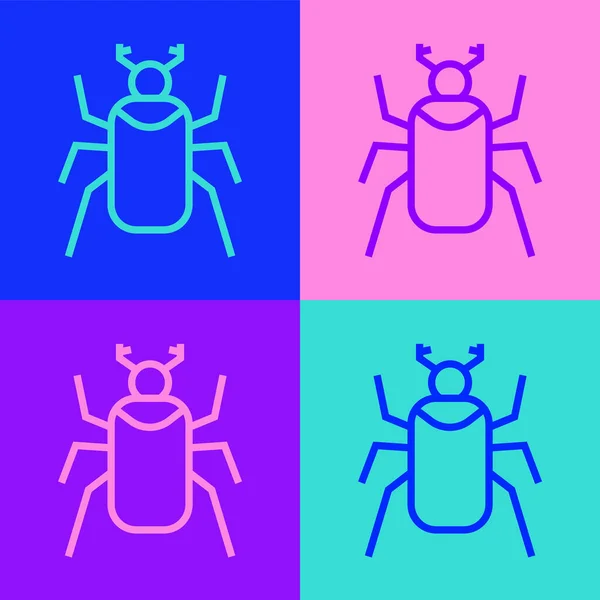 Pop Art Γραμμή Beetle Bug Εικονίδιο Απομονώνονται Φόντο Χρώμα Διάνυσμα — Διανυσματικό Αρχείο