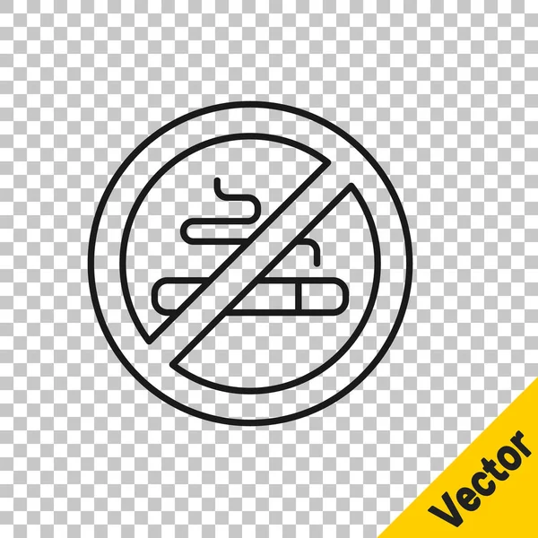Black line No Smoking icon isolated on transparent background. Cigarette symbol.  Vector.