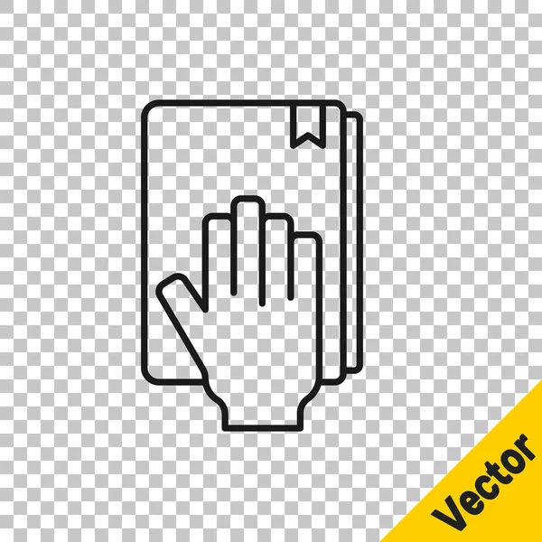Linha Preta Juramento Sobre Ícone Bíblia Sagrada Isolado Fundo Transparente — Vetor de Stock