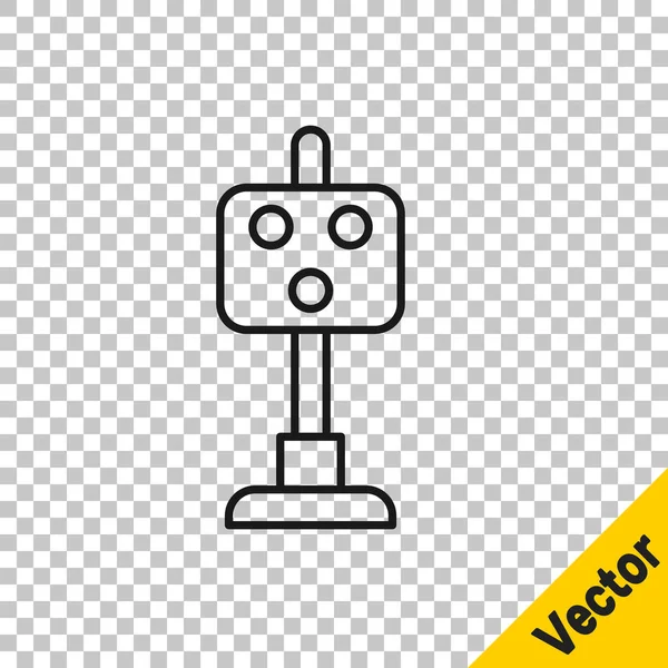 Черная Линия Поезд Светофора Значок Изолирован Прозрачном Фоне Светофоры Железной — стоковый вектор