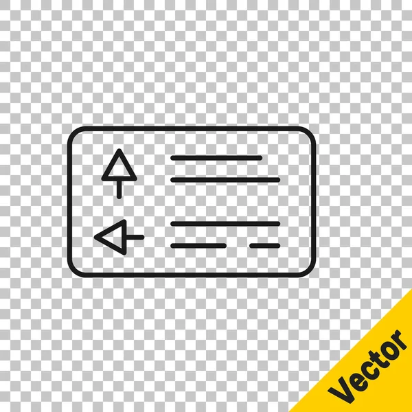 Schwarze Linie Verkehrszeichen Wegweiser Symbol Isoliert Auf Transparentem Hintergrund Zeigersymbol — Stockvektor