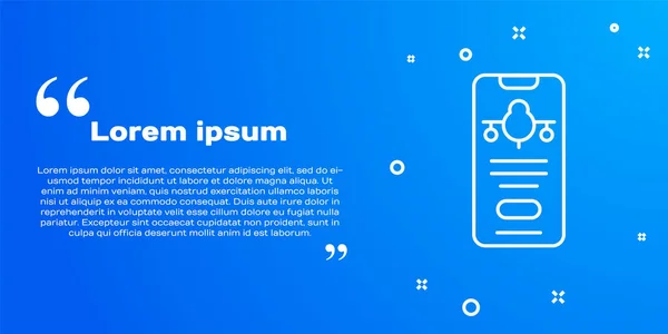 Bílá Linka Smartphone Elektronickou Palubní Vstupenkou Ikona Letenky Izolované Modrém — Stockový vektor