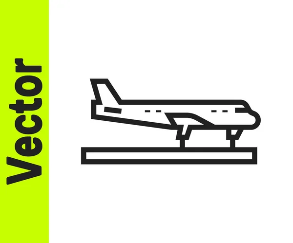 Schwarze Linie Flugzeug Symbol Isoliert Auf Weißem Hintergrund Fliegende Flugzeug — Stockvektor