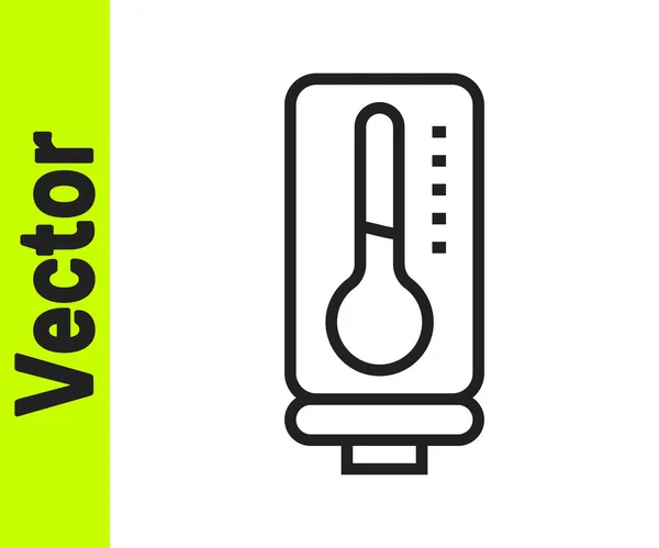 Ligne Noire Thermomètre Météorologique Mesurant Chaleur Icône Froide Isolé Sur — Image vectorielle