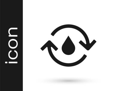 Gri Geri Dönüşüm Temiz Su simgesi beyaz arka planda izole. İşaret geri dönüşümlü bir damla su. Vektör İllüstrasyonu.