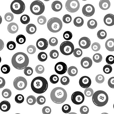 Siyah bilardo bilardo topu ikonu beyaz arka planda izole edilmiş pürüzsüz desen. Vektör İllüstrasyonu.