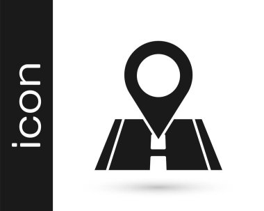 Gri Harita iğne simgesi beyaz arkaplanda izole edildi. Navigasyon, işaret, konum, harita, GPS, yön, yer, pusula, arama konsepti. Vektör İllüstrasyonu.