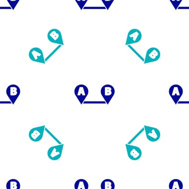 Mavi Yol konum simgesi beyaz arkaplanda izole edilmiş pürüzsüz desen. Harita işaretçisi işareti. Yol ya da yol kavramı. GPS navigatörü. Vektör İllüstrasyonu.