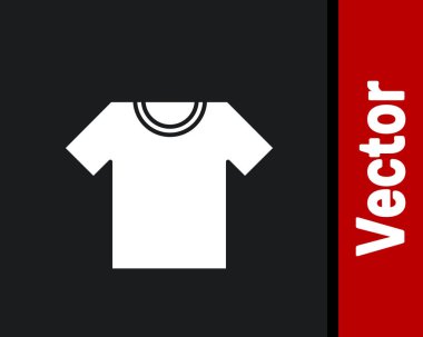Siyah arkaplanda beyaz tişört simgesi var. Vektör.