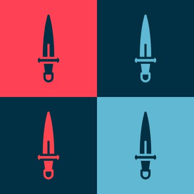 Pop Art Dagger simgesi renk arkaplanında izole edilmiş. Bıçak ikonu. Keskin bıçaklı kılıç. Vektör.