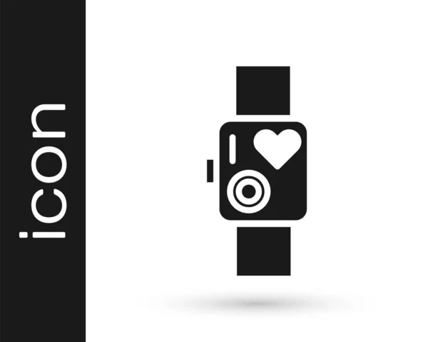 Relógio Grey Smart Mostrando Ícone Ritmo Cardíaco Isolado Fundo Branco — Vetor de Stock