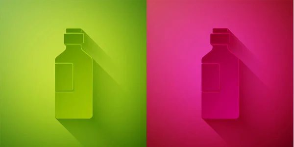 Papierschnitt Wasserflasche Isoliert Auf Grünem Und Rosa Hintergrund Soda Aqua — Stockvektor