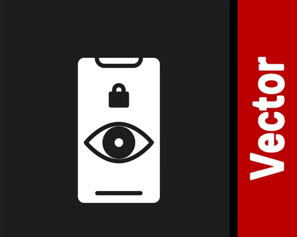 White Eye Scan Symbol Isoliert Auf Schwarzem Hintergrund Augen Abtasten — Stockvektor