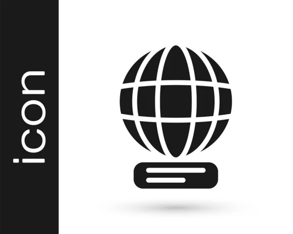 Icône Mondiale Noire Isolée Sur Fond Blanc Épingle Sur Globe — Image vectorielle