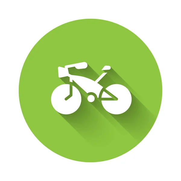 Icono Bicicleta Blanca Aislado Con Sombra Larga Carrera Bicicletas Deporte — Vector de stock