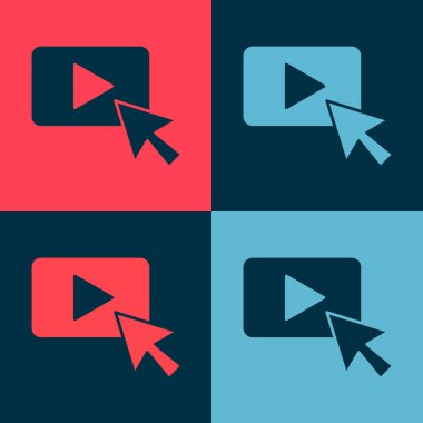 Pop Art Reklamcılık simgesi renk arkaplanında izole edildi. Pazarlama ve tanıtım süreci kavramı. İlgili reklamlar. Sosyal medya reklamcılığı. Vektör.