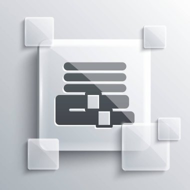 Gri arka planda gri havlu yığını simgesi izole edildi. Kare cam paneller. Vektör.