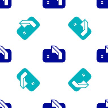 Mavi buz hokeyi golü ve kaleci ikonu için ağ beyaz arka planda izole edilmiş pürüzsüz desen. Vektör.