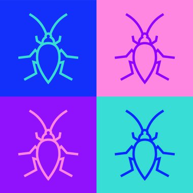 Pop Art Line Hamamböceği simgesi renk arkaplanında izole edildi. Vektör.