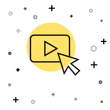 Beyaz arkaplanda siyah çizgi reklam simgesi izole edildi. Pazarlama ve tanıtım süreci kavramı. İlgili reklamlar. Sosyal medya reklamcılığı. Rastgele dinamik şekiller. Vektör.