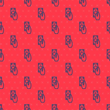 Mavi çizgi Hızlı ödeme simgesi kırmızı arkaplanda izole edilmiş pürüzsüz desen. Hızlı para transferi ödemesi. Finansal hizmetler, hızlı kredi, zaman para, nakit iade konsepti. Vektör.