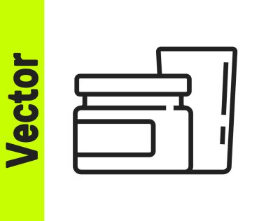 Siyah çizgi bebek maması ikonu beyaz arka planda izole edilmiş. Vektör.