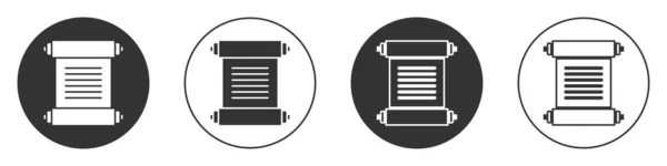 Svart Dekret Papper Pergament Scroll Ikon Ikon Isolerad Vit Bakgrund — Stock vektor