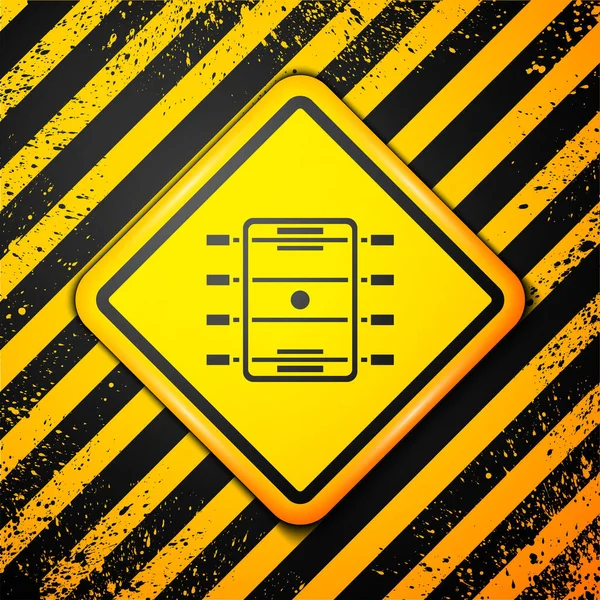 Black Hockey Tischsymbol Isoliert Auf Gelbem Hintergrund Fußballtisch Warnzeichen Vektor — Stockvektor