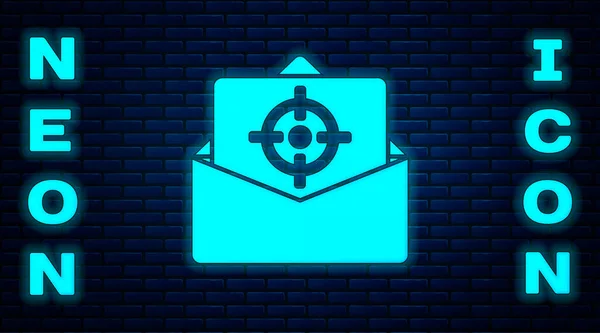 Glowing Neon Mail Mail Icon Isolated Brick Wall Background Mail — Stockový vektor