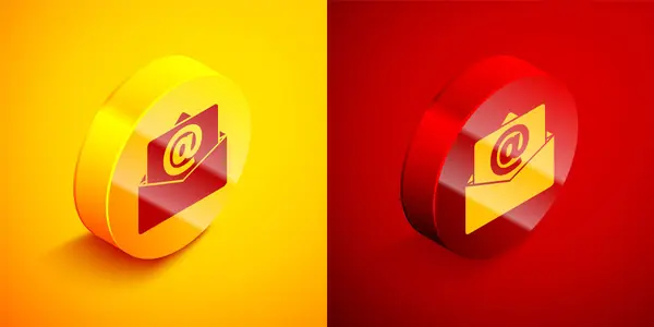 Isometric Mail Mail Icon Isolated Orange Red Background Envelope Symbol — Stock Vector