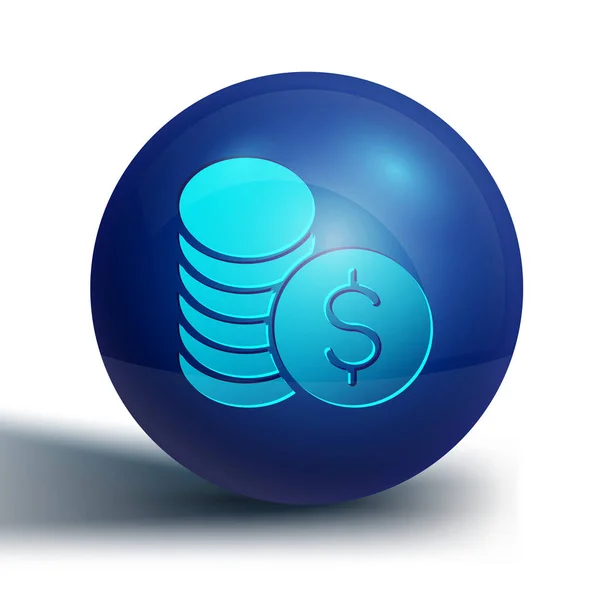 Monnaie Bleue Avec Icône Symbole Dollar Isolé Sur Fond Blanc — Image vectorielle
