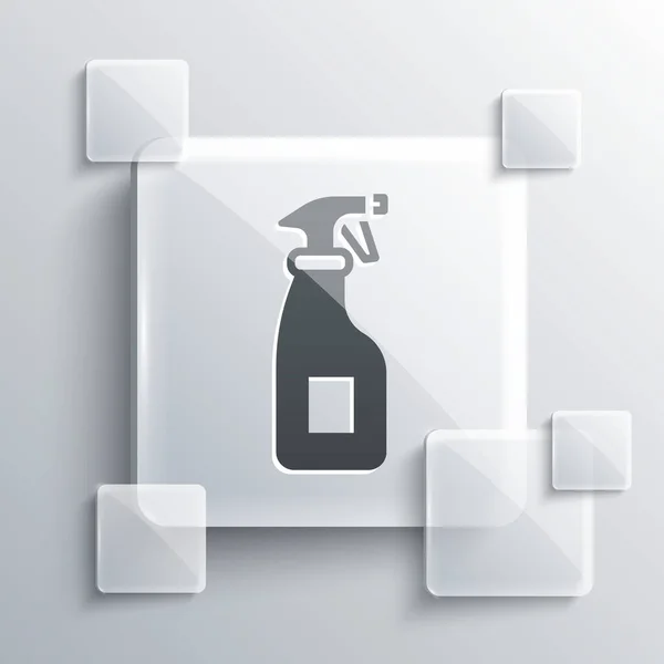 Graue Reinigungs Sprühflasche Mit Spülmittel Flüssigkeitssymbol Auf Grauem Hintergrund Quadratische — Stockvektor