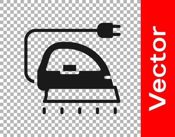 Черный Электрический Железный Значок Изолирован Прозрачном Фоне Паровой Утюг Вектор — стоковый вектор