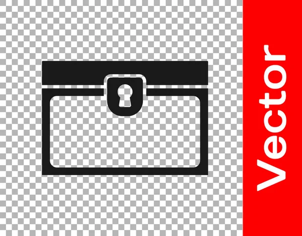 Schwarze Antike Schatzkiste Ikone Isoliert Auf Transparentem Hintergrund Vintage Holztruhe — Stockvektor