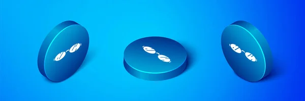 Ізометричні Окуляри Ізольовані Синьому Фоні Блакитна Кнопка Кола Векторні — стоковий вектор