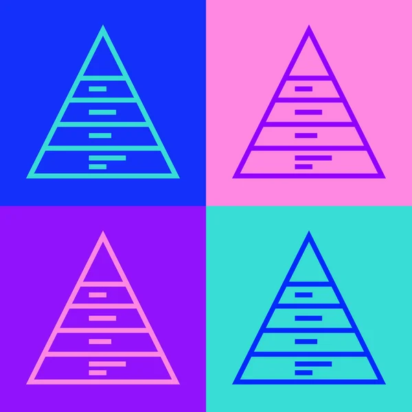 Pop Art Line Business Piramit Grafikleri Bilgi Simgesi Renk Arkaplanında — Stok Vektör