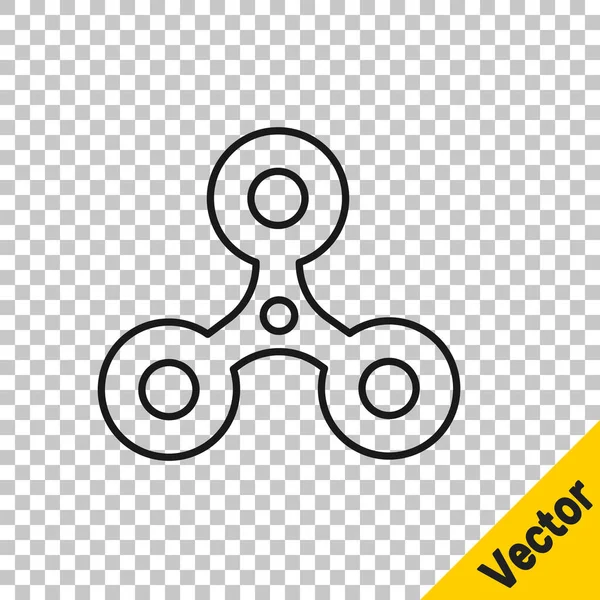 Línea Negra Fidget Spinner Icono Aislado Sobre Fondo Transparente Estrés — Vector de stock