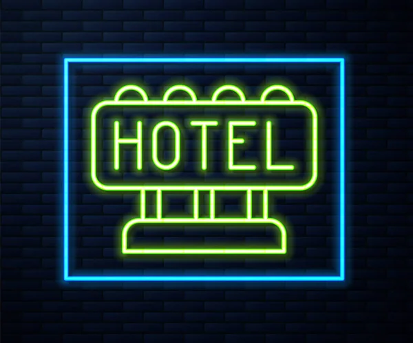 Glowing Neon Line Signboard Outdoor Advertising Text Hotel Icon Isolated — Stock Vector