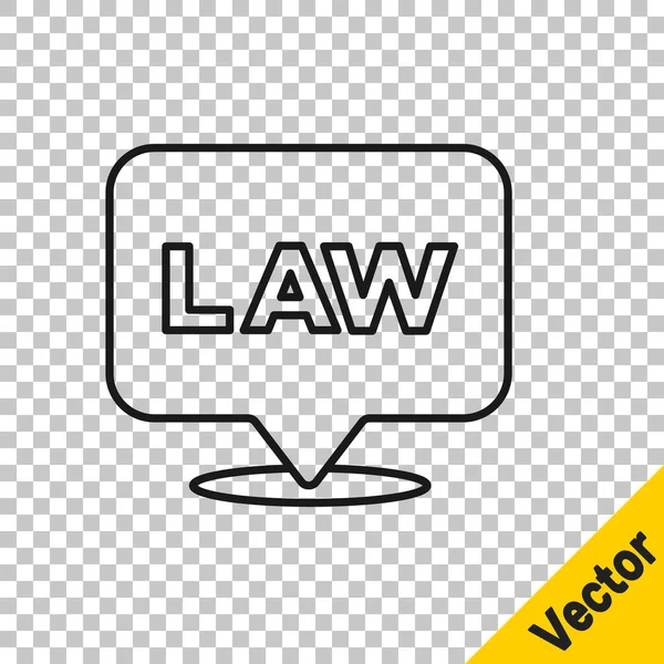 Schwarze Linie Location Law Symbol Isoliert Auf Transparentem Hintergrund Vektor — Stockvektor