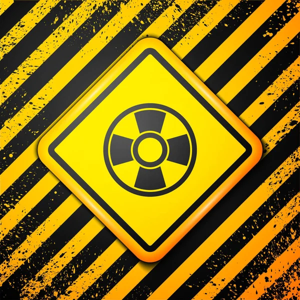 Black Casino Chip Icon Isolated Yellow Background Casino Gambling Warning — Stock Vector