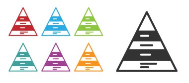 Siyah İş Piramidi grafiksel bilgi simgesi beyaz arkaplanda izole edildi. Piramitsel aşamalar grafik elementleri. Simgeleri renklendirin. Vektör.