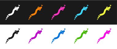 Yılan simgesini siyah beyaz arkaplanda izole et. Vektör.