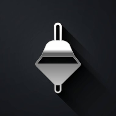 Silver Whirligig oyuncak ikonu siyah arka planda izole edildi. Uzun gölge tarzı. Vektör.